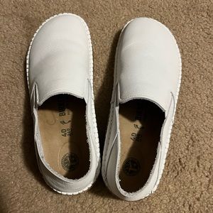 Birkenstock. White leather. Worn once.
